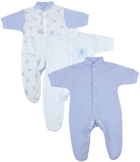 Blue Premature Sleepsuits 3 Pack