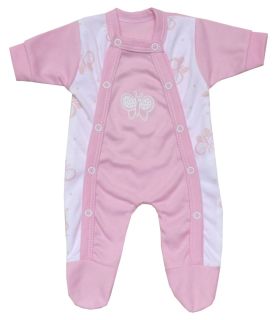 Premature Panel Sleepsuit in Pink Butterfly Design