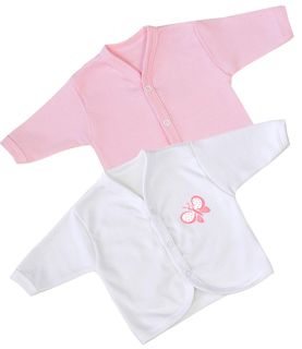 2 Pack Baby Cotton Cardigans in Pink Butterfly Design Prem & Newborn+ Sizes