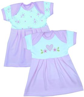 2 Pack of Premature Printed/Motif Envelope Dresses in Pink Meadow Flower Design