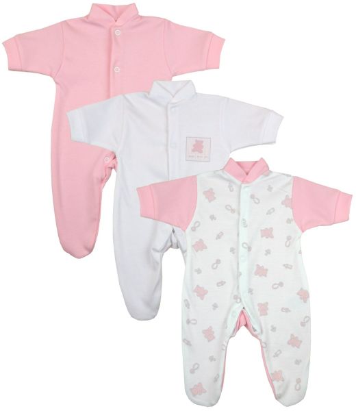 Pack of 3 Girls Preemie Sleepsuits Premature Baby Clothes BabyPrem