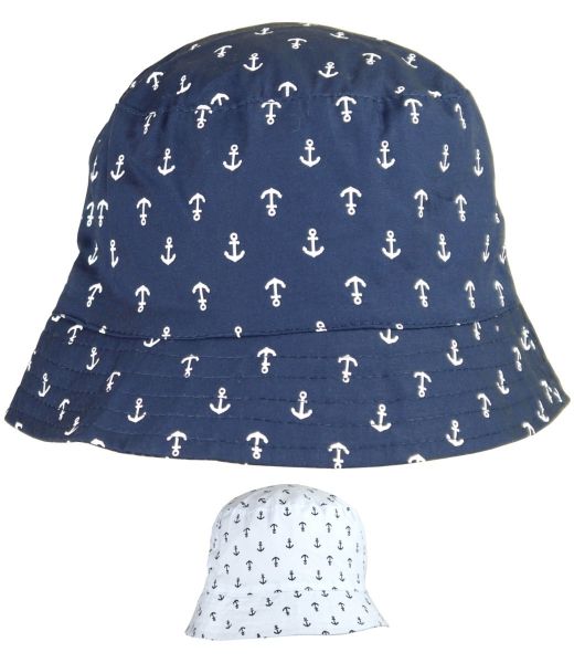 Boys Cotton Summer Bucket Hat Anchor Design